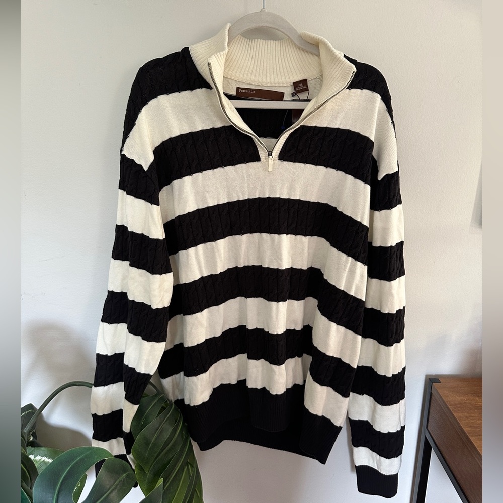 Stripped Half Zip Sweater
